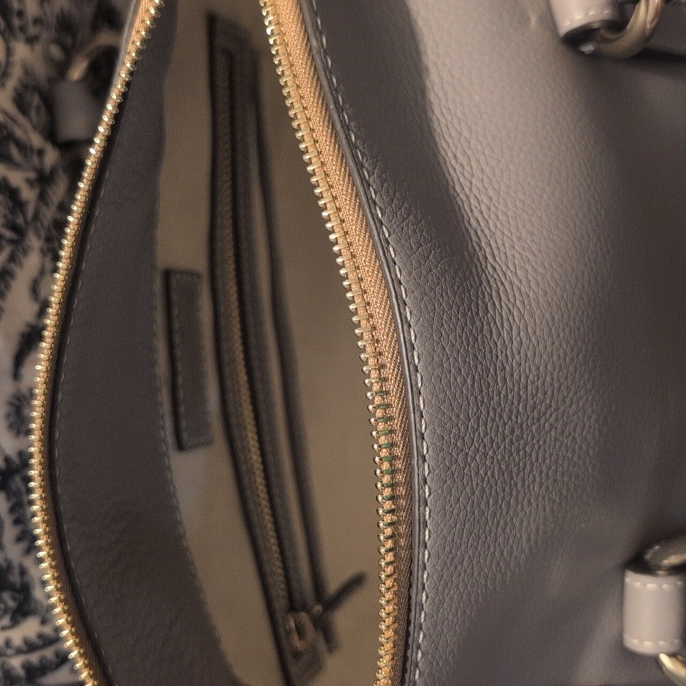 Dooney & Bourke Florentine Leather Tasseled Satchel Bag Elephant Gray Crossbody - Picture 6 of 7